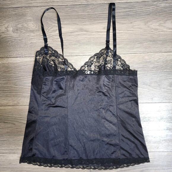 Vintage Black Lace Lingerie Slip Tank Top - Picture 2 of 3